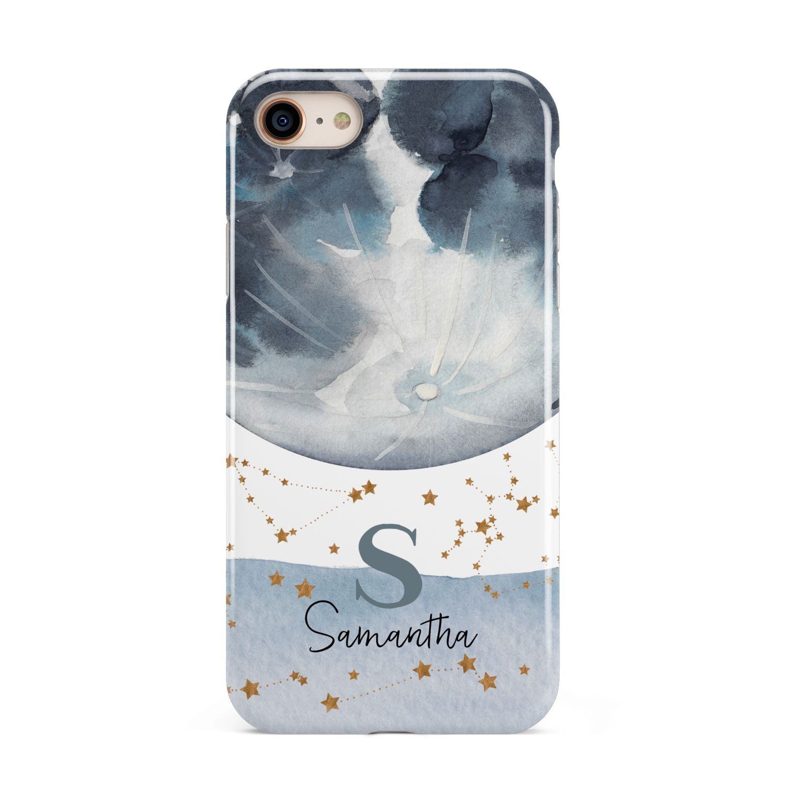 Moon Constellation Personalised iPhone 8 3D Tough Case on Gold Phone