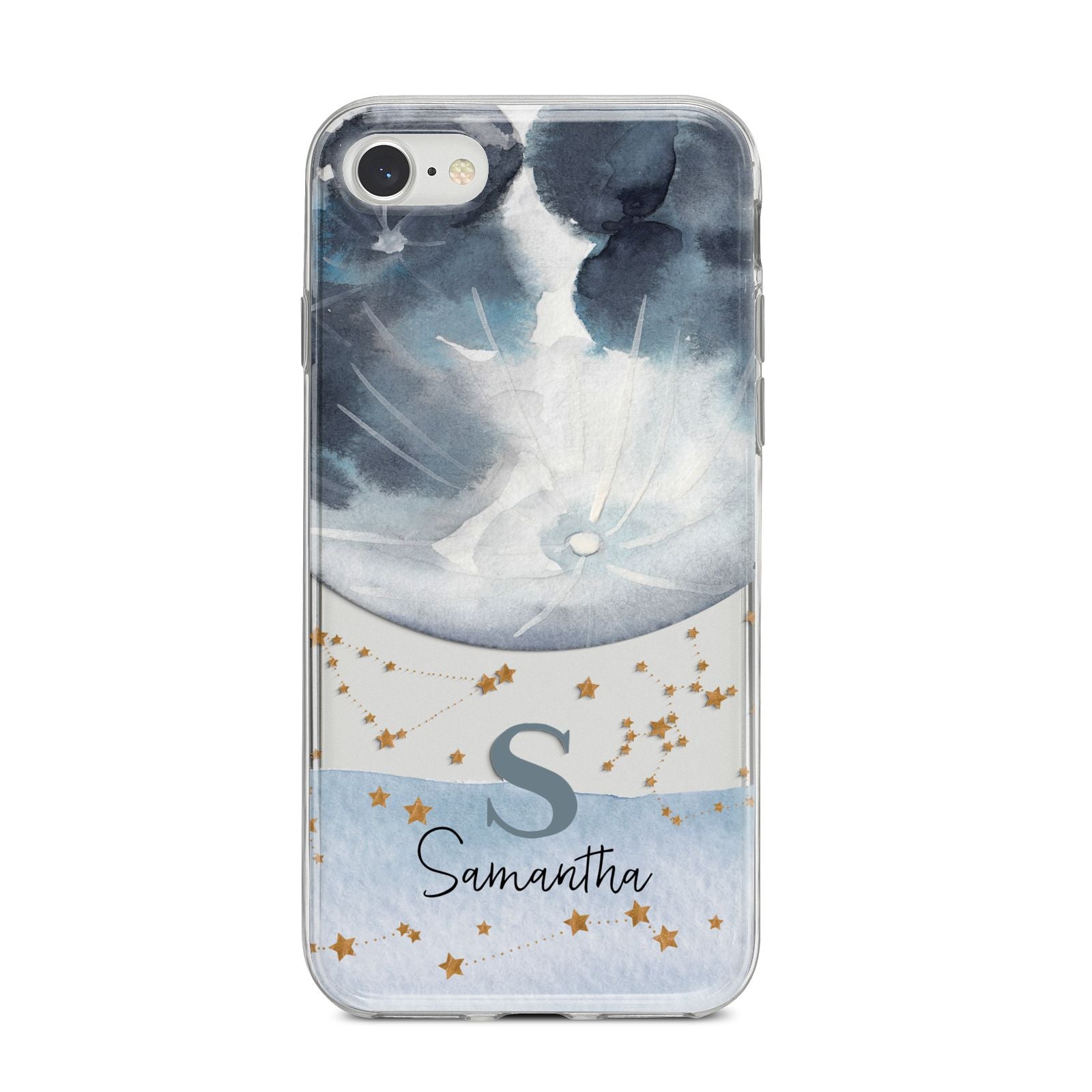 Moon Constellation Personalised iPhone 8 Bumper Case on Silver iPhone