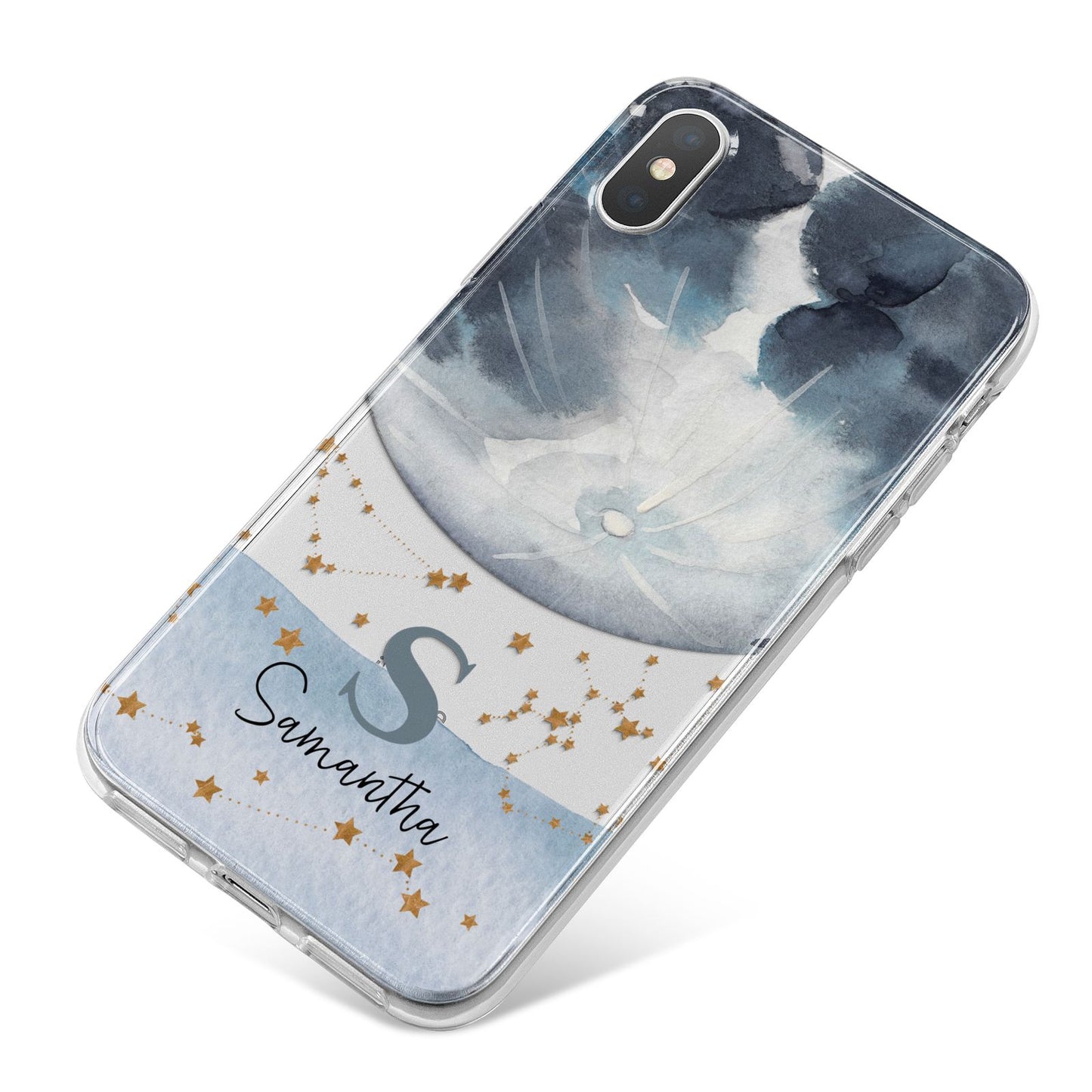 Moon Constellation Personalised iPhone X Bumper Case on Silver iPhone