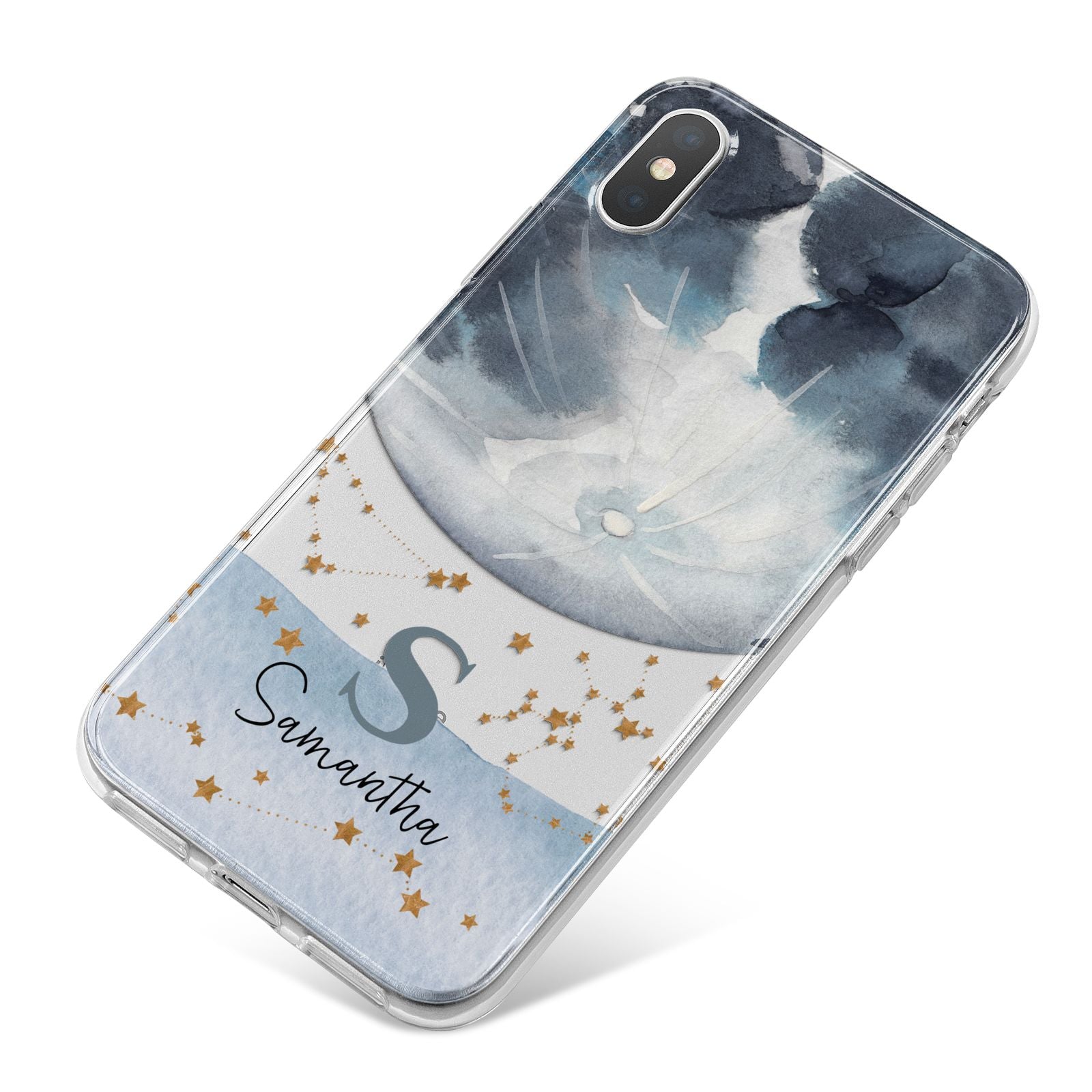 Moon Constellation Personalised iPhone X Bumper Case on Silver iPhone