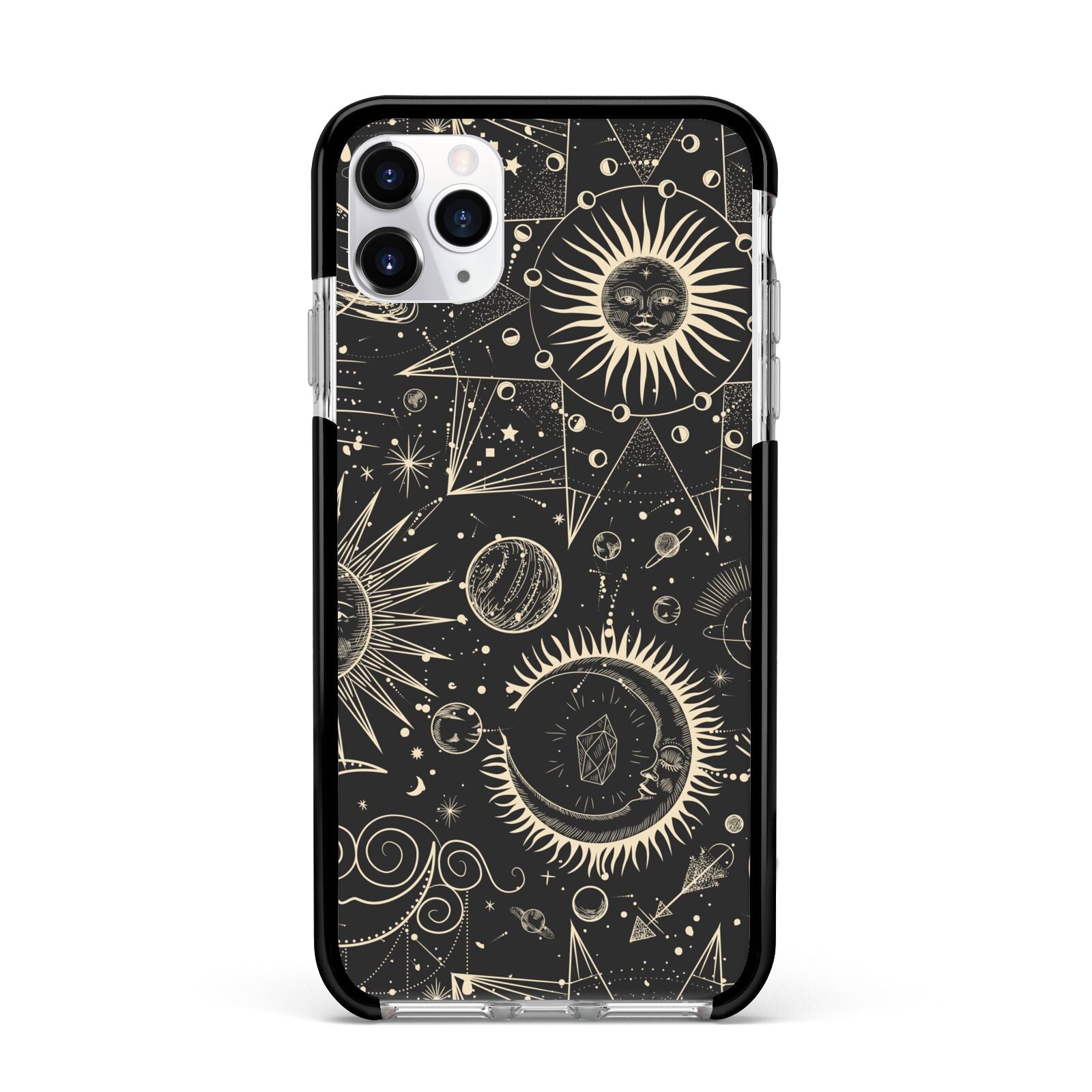 Moon Phases Apple iPhone 11 Pro Max in Silver with Black Impact Case