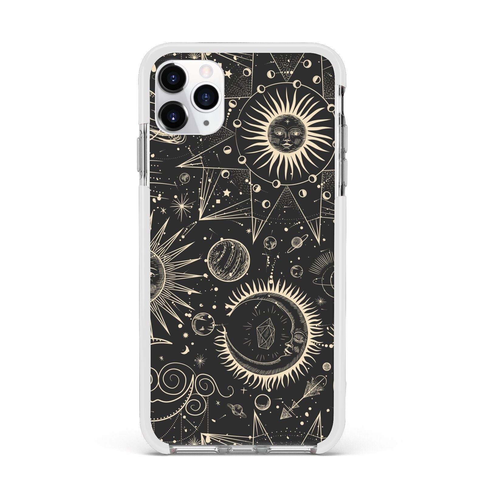 Moon Phases Apple iPhone 11 Pro Max in Silver with White Impact Case