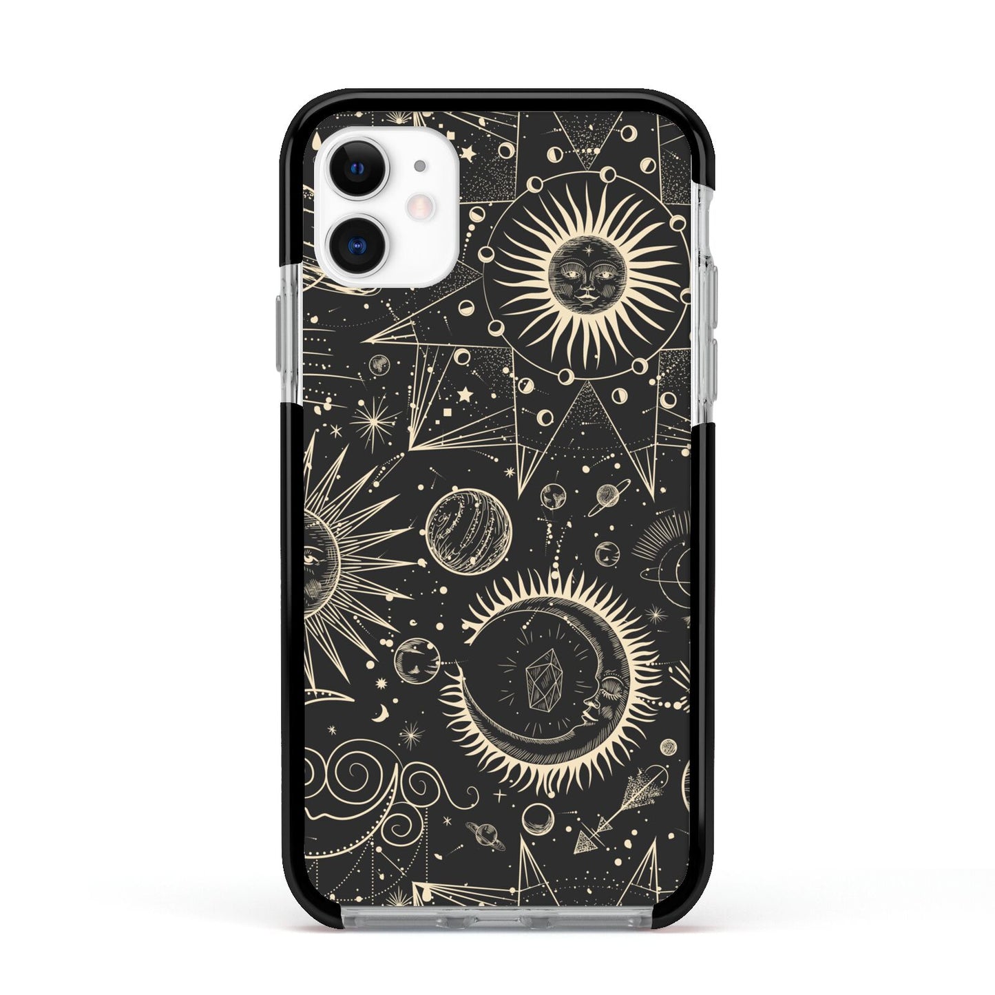 Moon Phases Apple iPhone 11 in White with Black Impact Case