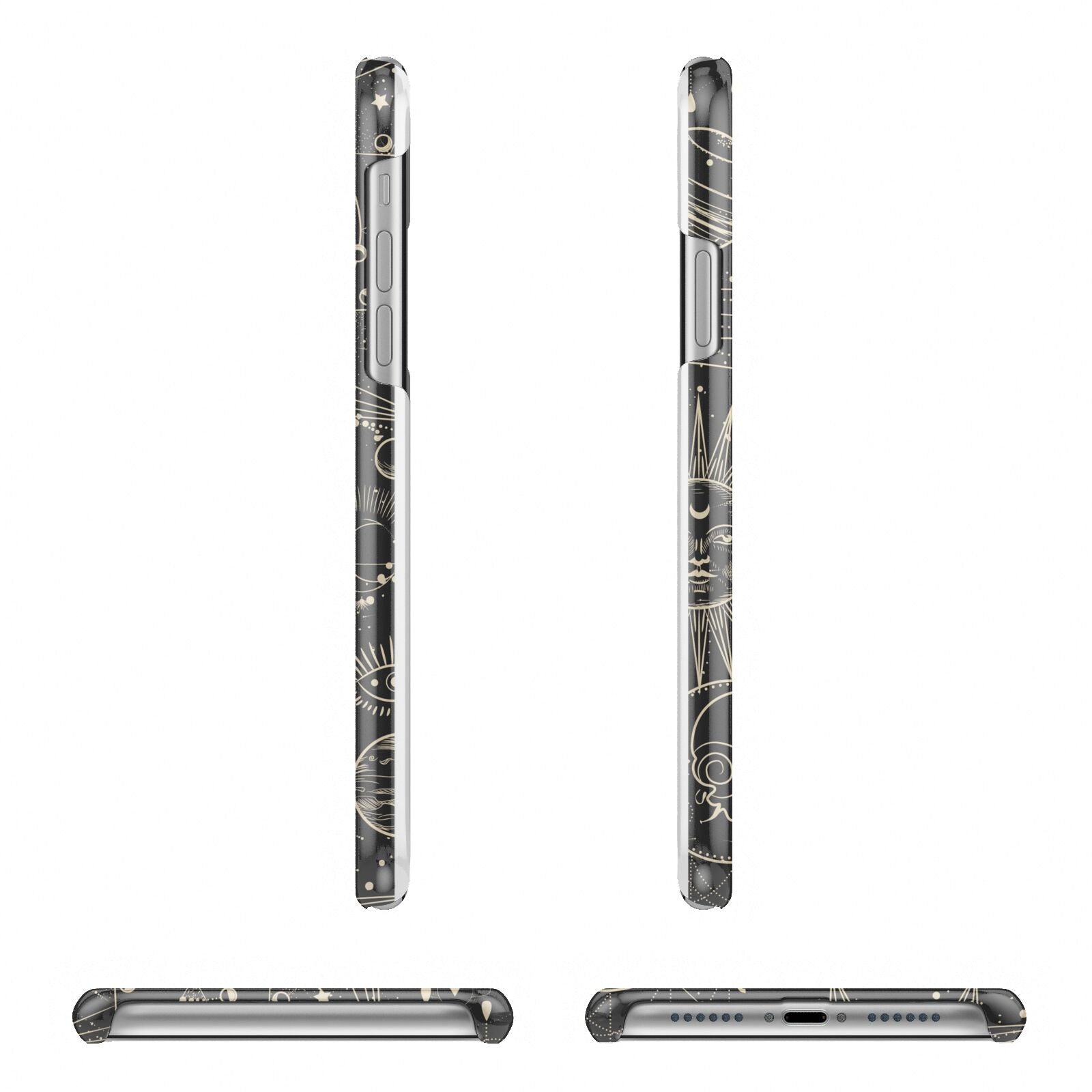 Moon Phases Apple iPhone XR 3D Wrap Snap Case Angled Images on White Phone