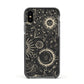 Moon Phases Apple iPhone Xs Impact Case Black Edge on Black Phone