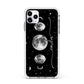 Moon Phases Personalised Name Apple iPhone 11 Pro Max in Silver with White Impact Case