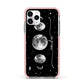 Moon Phases Personalised Name Apple iPhone 11 Pro in Silver with Pink Impact Case