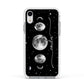 Moon Phases Personalised Name Apple iPhone XR Impact Case White Edge on Silver Phone