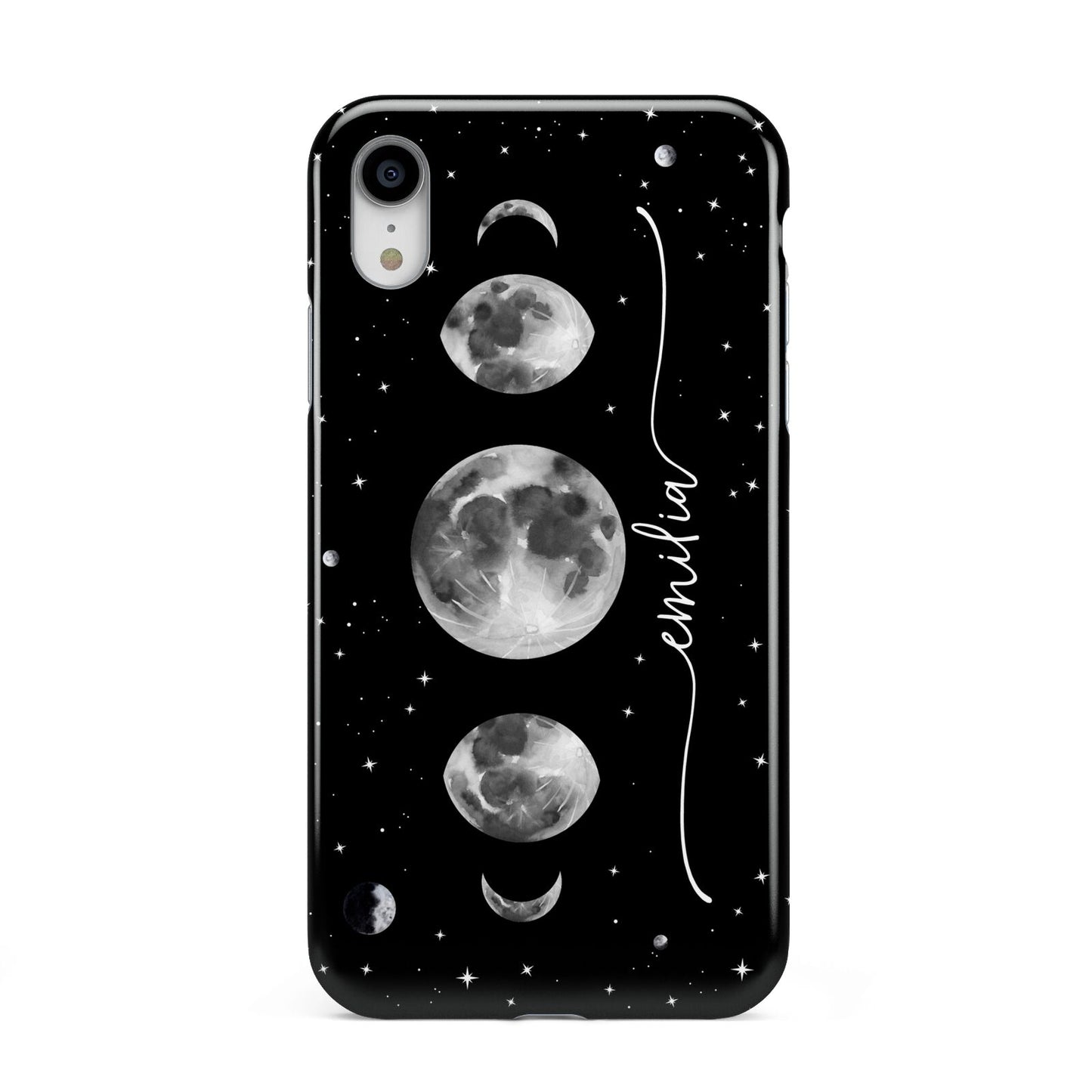 Moon Phases Personalised Name Apple iPhone XR White 3D Tough Case
