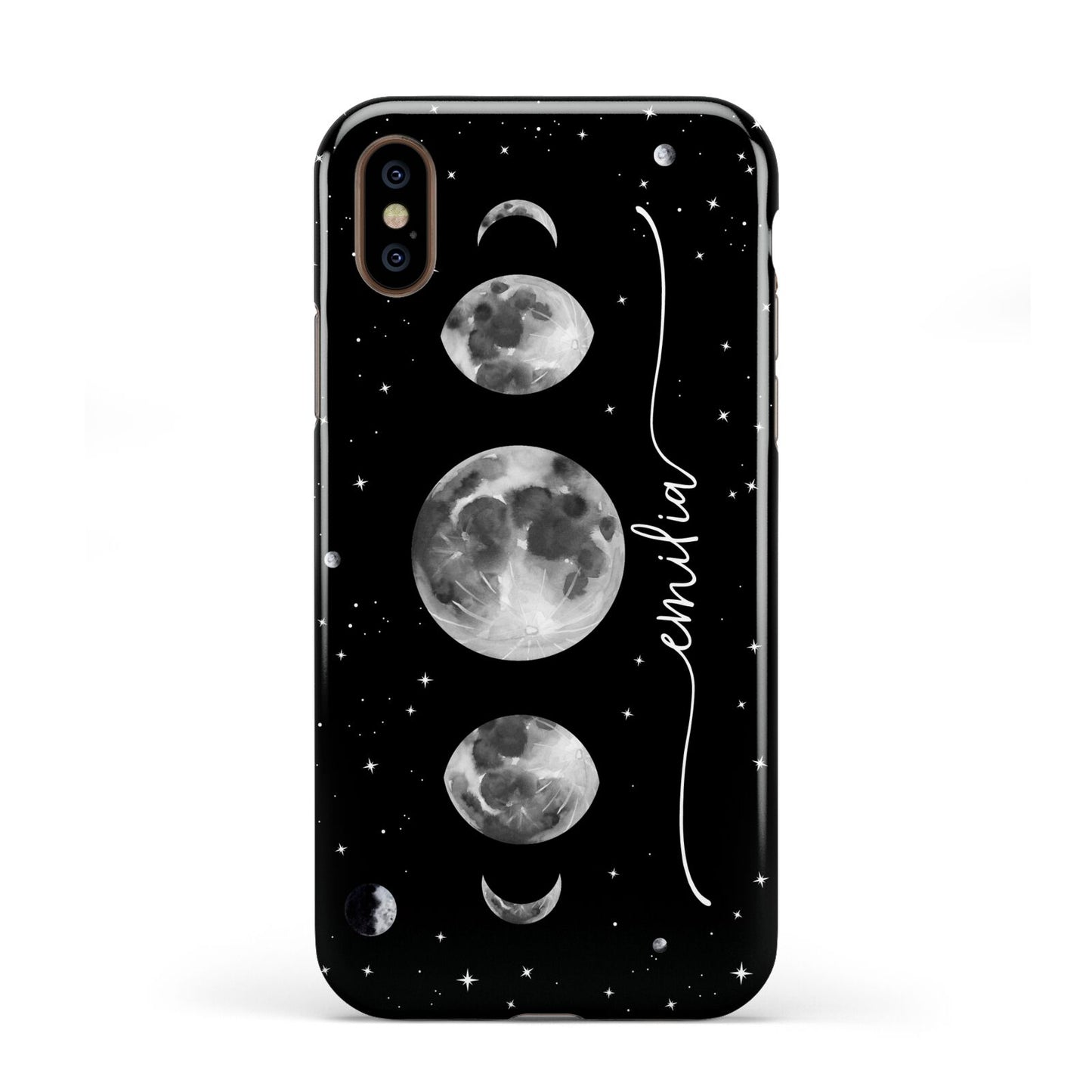 Moon Phases Personalised Name Apple iPhone XS 3D Tough
