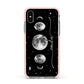 Moon Phases Personalised Name Apple iPhone Xs Impact Case Pink Edge on Silver Phone