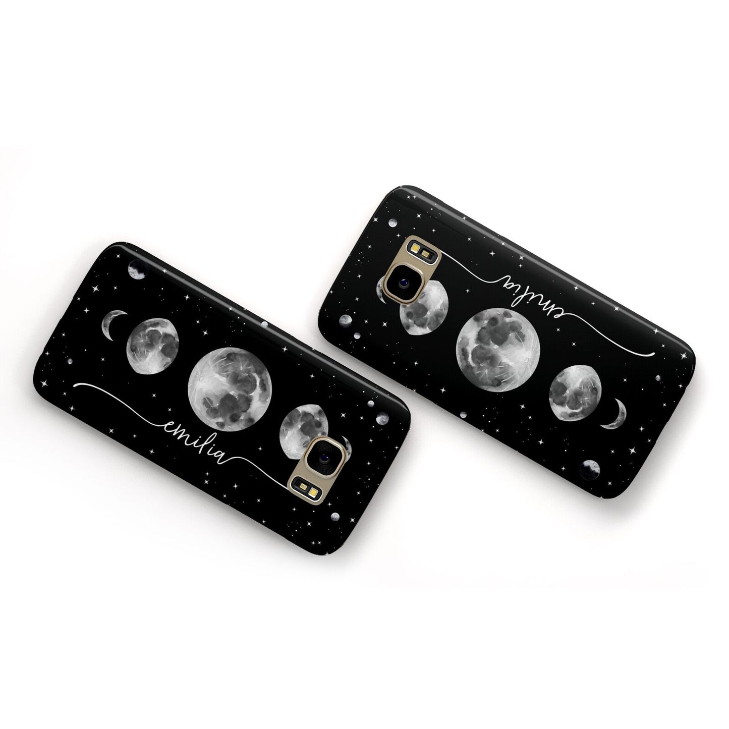 Moon Phases Personalised Name Samsung Galaxy Case Flat Overview
