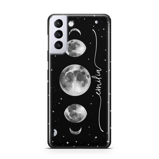 Moon Phases Personalised Name Samsung S21 Plus Phone Case