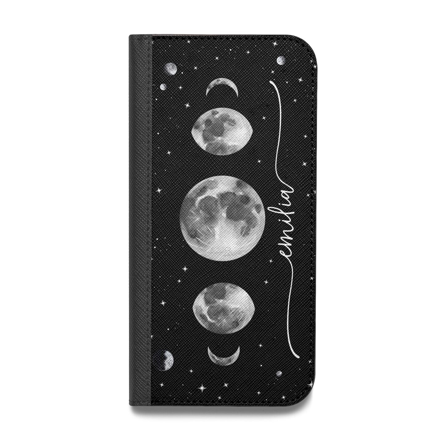 Moon Phases Personalised Name Vegan Leather Flip Samsung Case