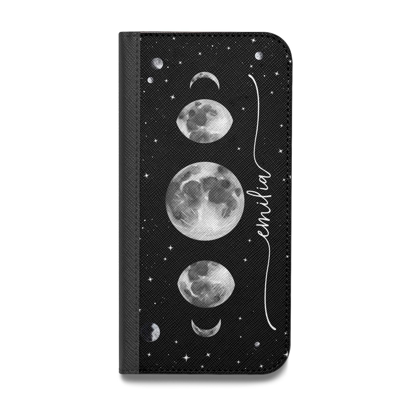 Moon Phases Personalised Name Vegan Leather Flip Samsung Case