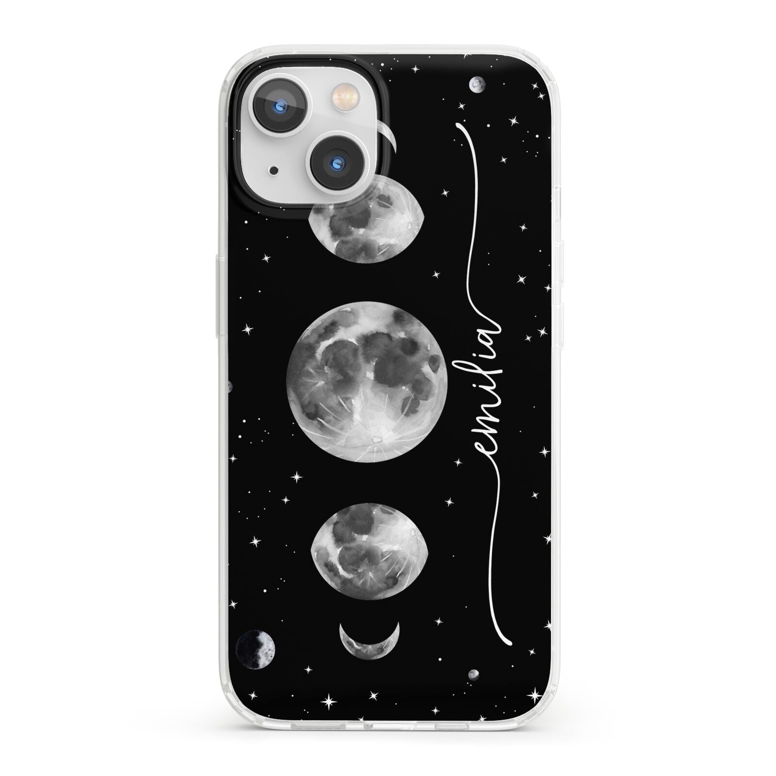 Moon Phases Personalised Name iPhone 13 Clear Bumper Case