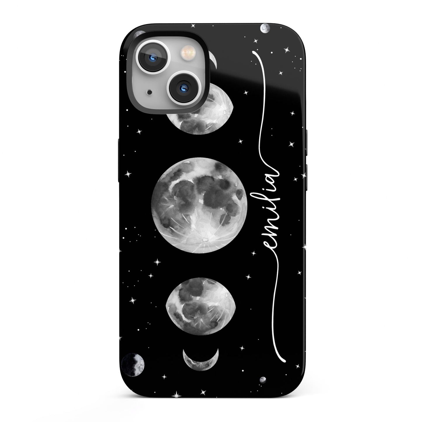 Moon Phases Personalised Name iPhone 13 Full Wrap 3D Tough Case