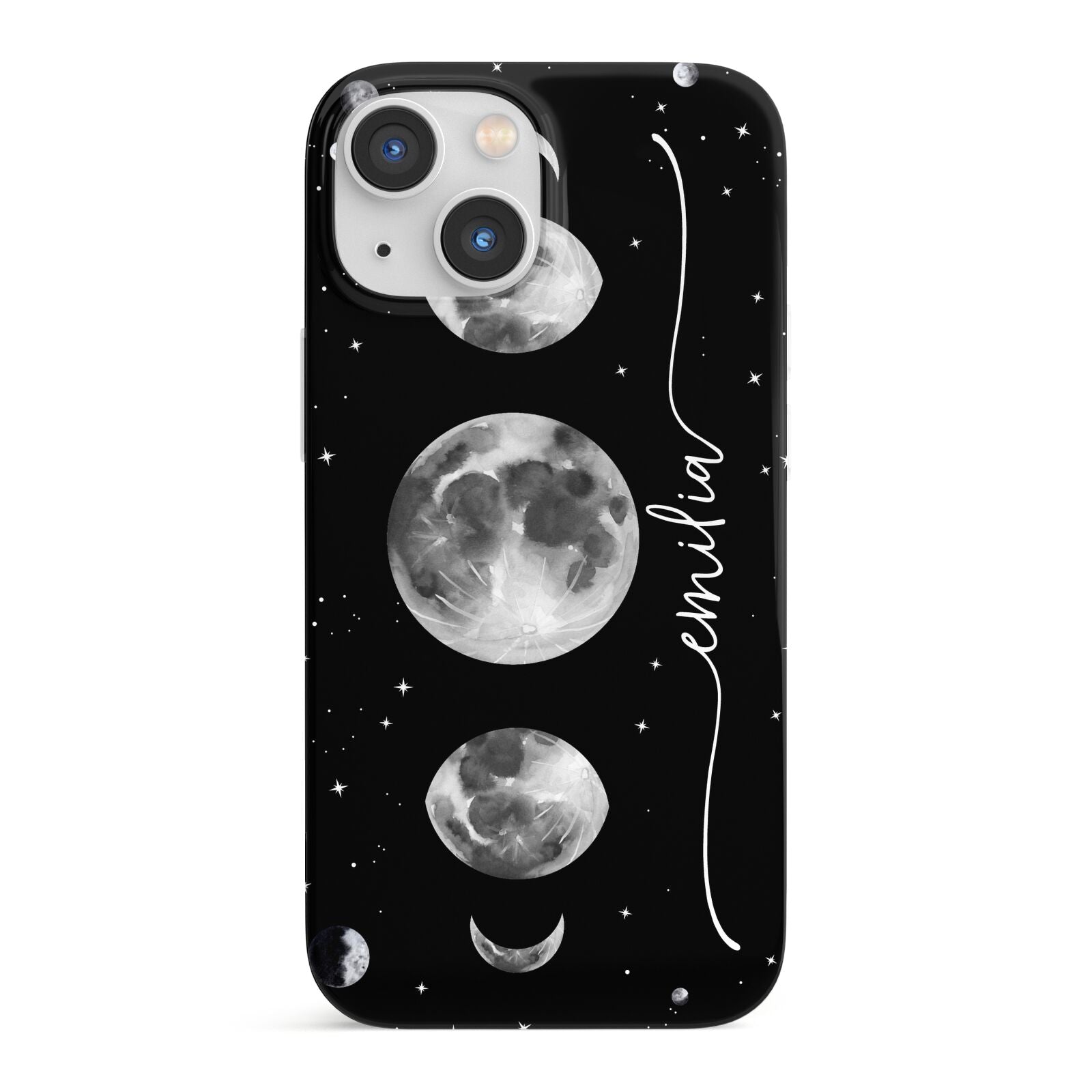 Moon Phases Personalised Name iPhone 13 Mini Full Wrap 3D Snap Case
