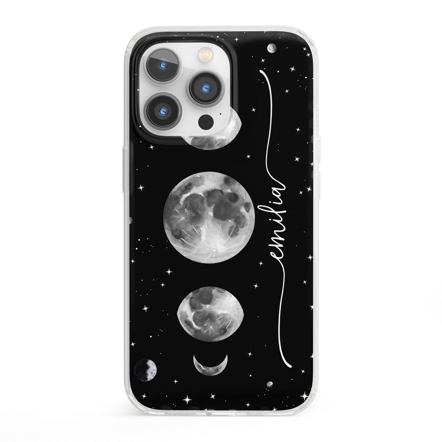 Moon Phases Personalised Name iPhone 13 Pro Clear Bumper Case