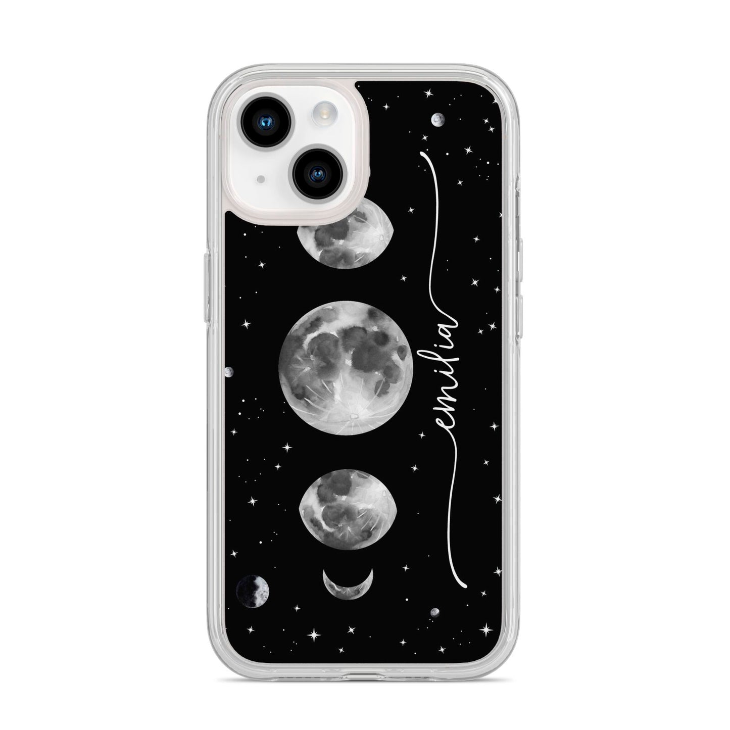 Moon Phases Personalised Name iPhone 14 Clear Tough Case Starlight