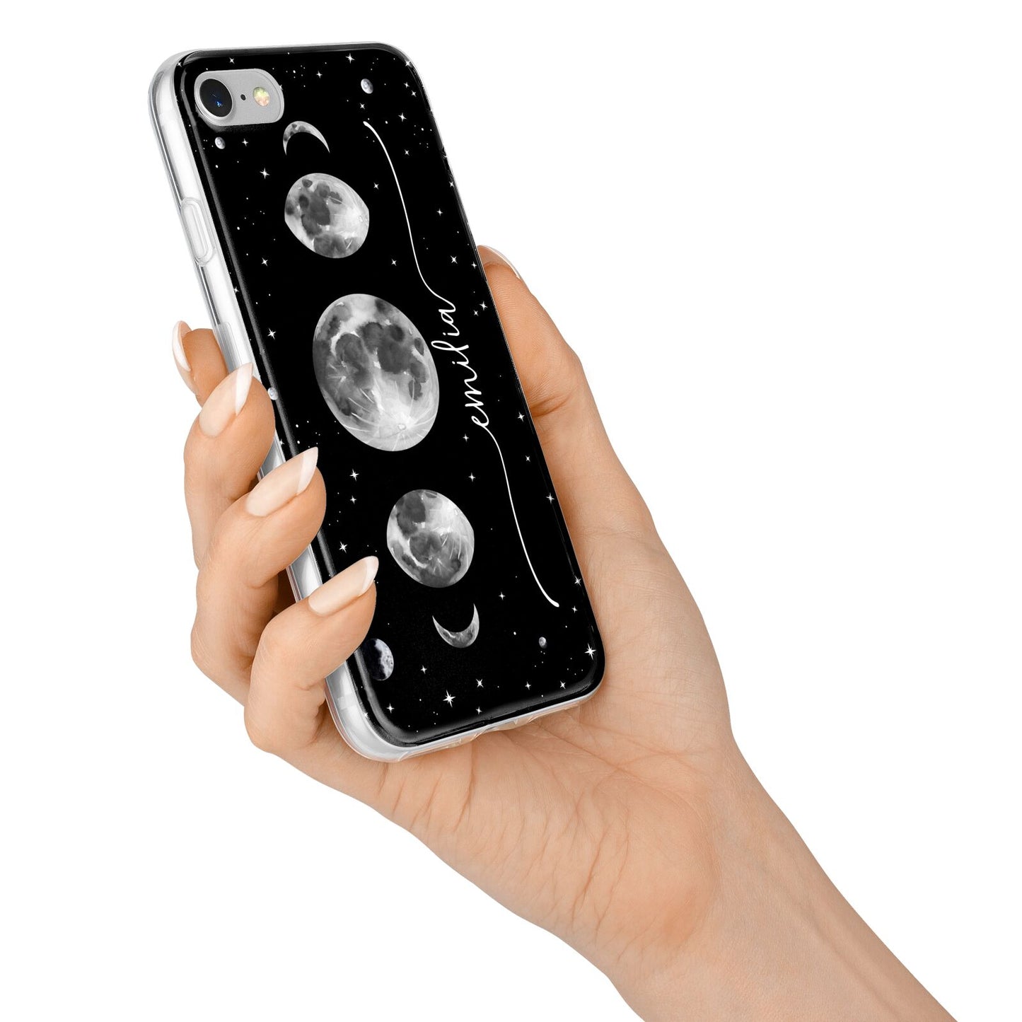 Moon Phases Personalised Name iPhone 7 Bumper Case on Silver iPhone Alternative Image