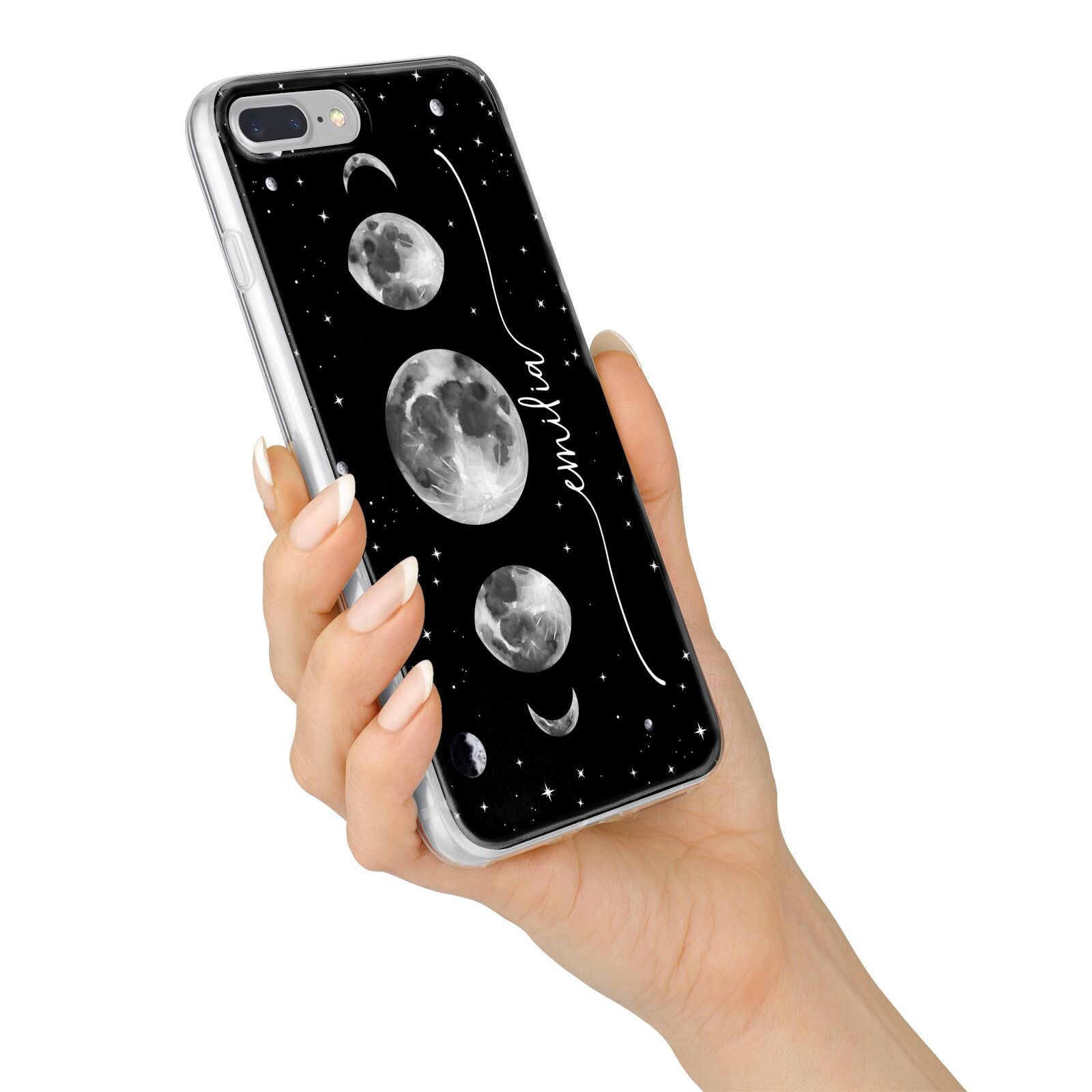 Moon Phases Personalised Name iPhone 7 Plus Bumper Case on Silver iPhone Alternative Image