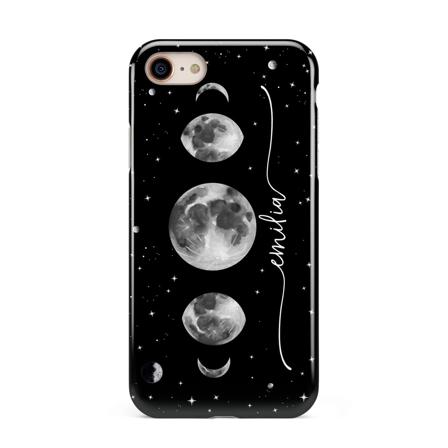Moon Phases Personalised Name iPhone 8 3D Tough Case on Gold Phone