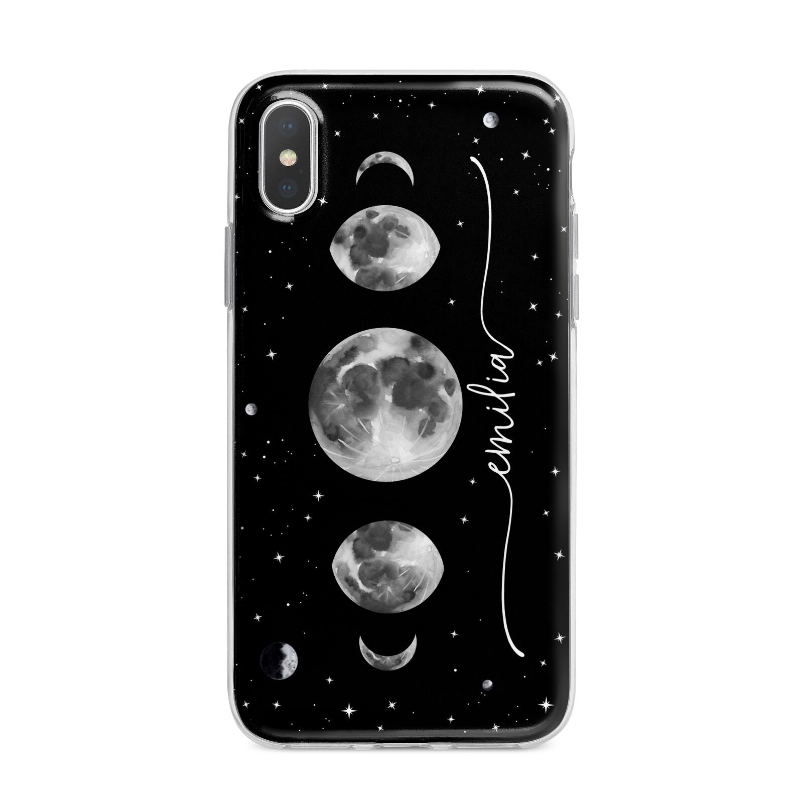 Moon Phases Personalised Name iPhone X Bumper Case on Silver iPhone Alternative Image 1
