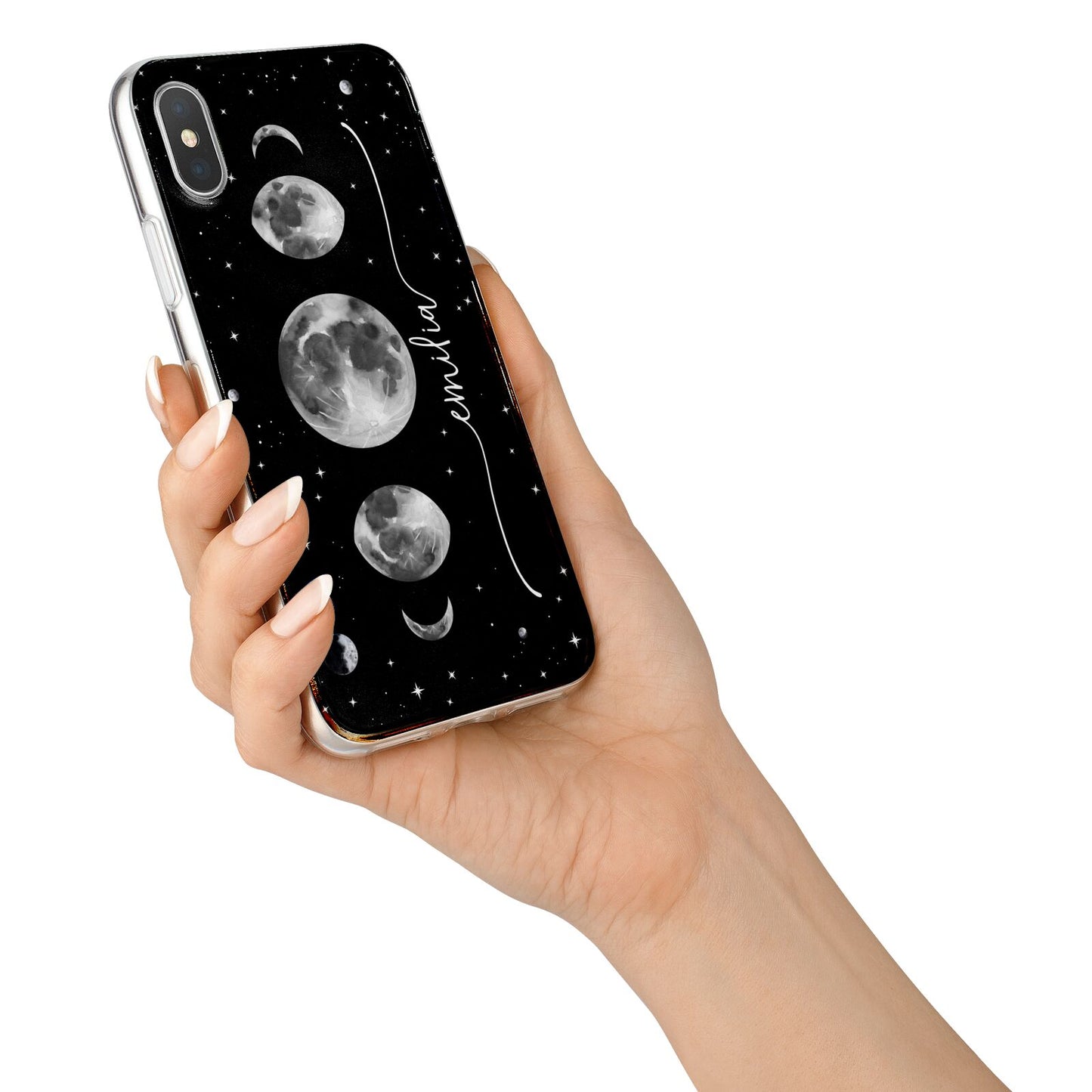 Moon Phases Personalised Name iPhone X Bumper Case on Silver iPhone Alternative Image 2