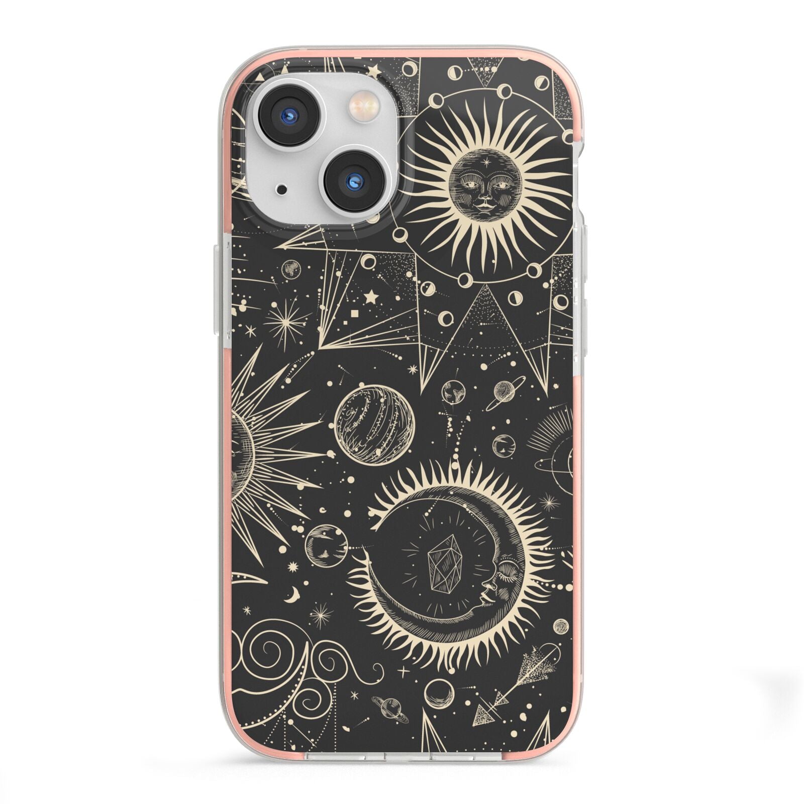 Moon Phases iPhone 13 Mini TPU Impact Case with Pink Edges