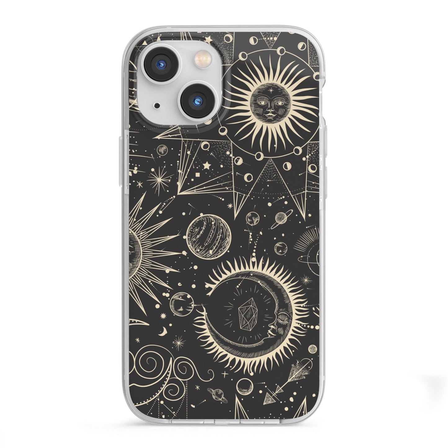Moon Phases iPhone 13 Mini TPU Impact Case with White Edges