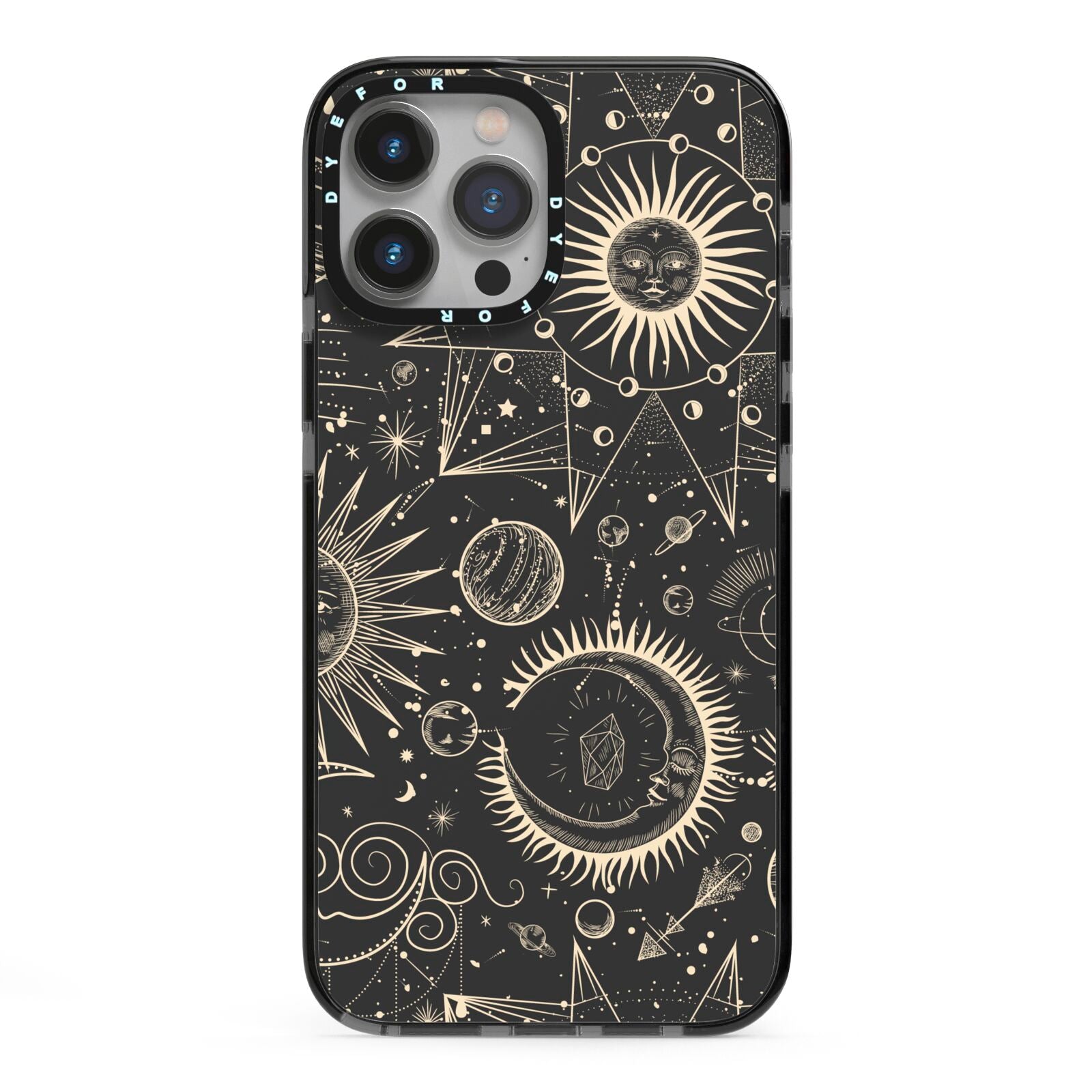 Moon Phases iPhone 13 Pro Max Black Impact Case on Silver phone