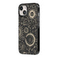 Moon Phases iPhone 14 Black Impact Case Side Angle on Silver phone