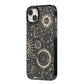 Moon Phases iPhone 14 Plus Black Impact Case Side Angle on Silver phone