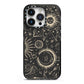 Moon Phases iPhone 14 Pro Black Impact Case on Silver phone