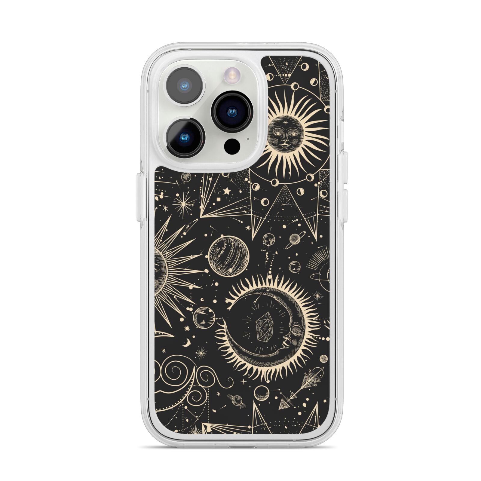 Moon Phases iPhone 14 Pro Clear Tough Case Silver