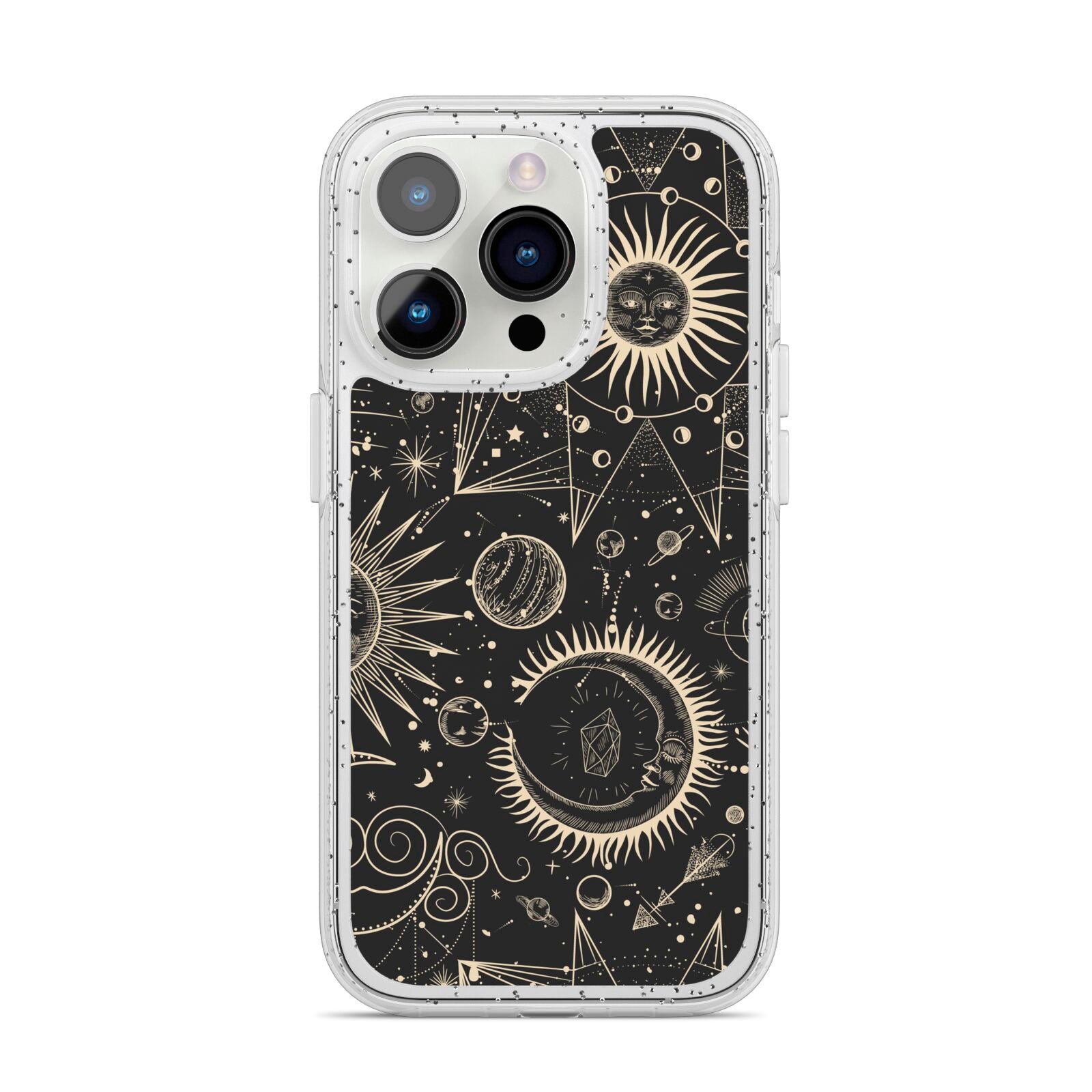 Moon Phases iPhone 14 Pro Glitter Tough Case Silver
