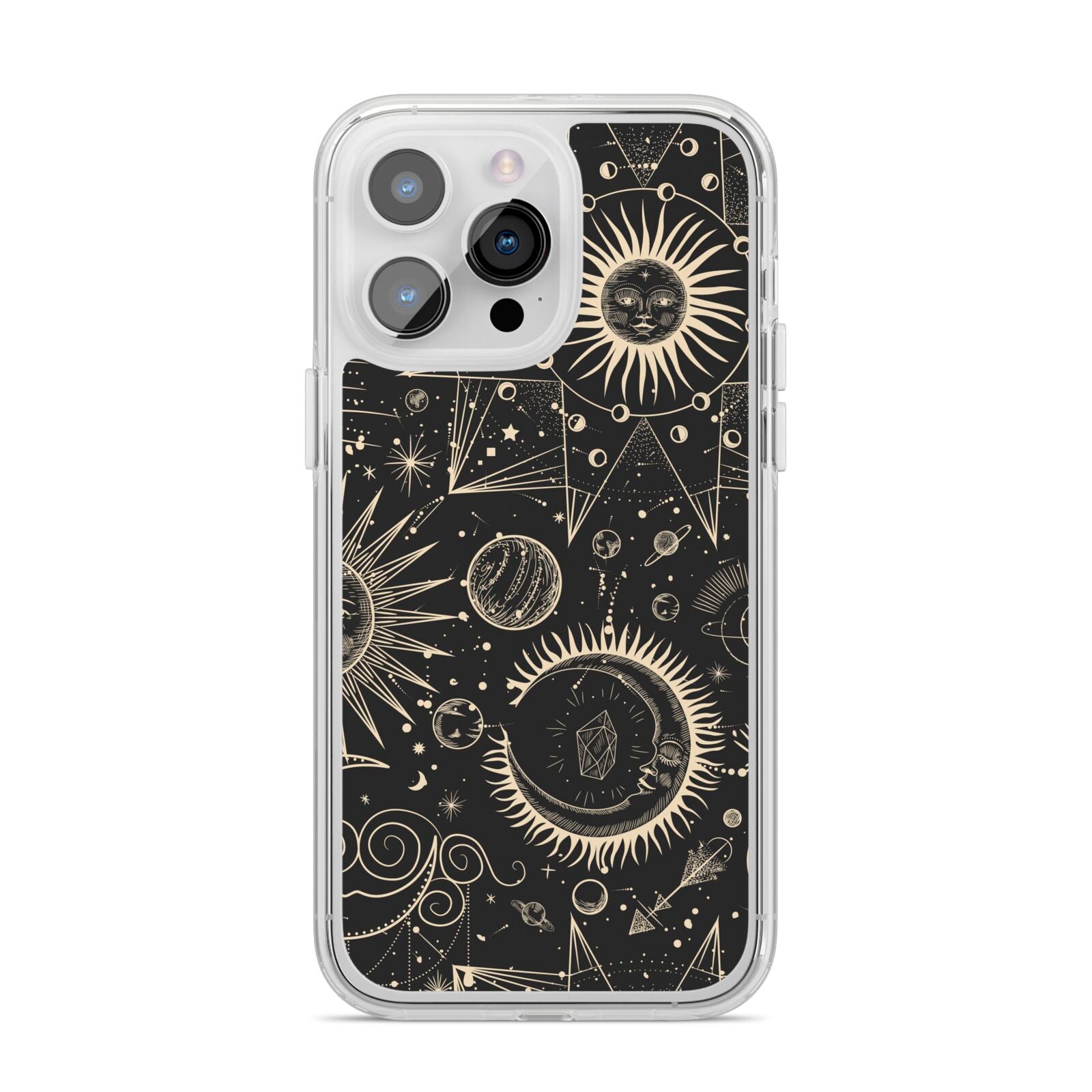 Moon Phases iPhone 14 Pro Max Clear Tough Case Silver
