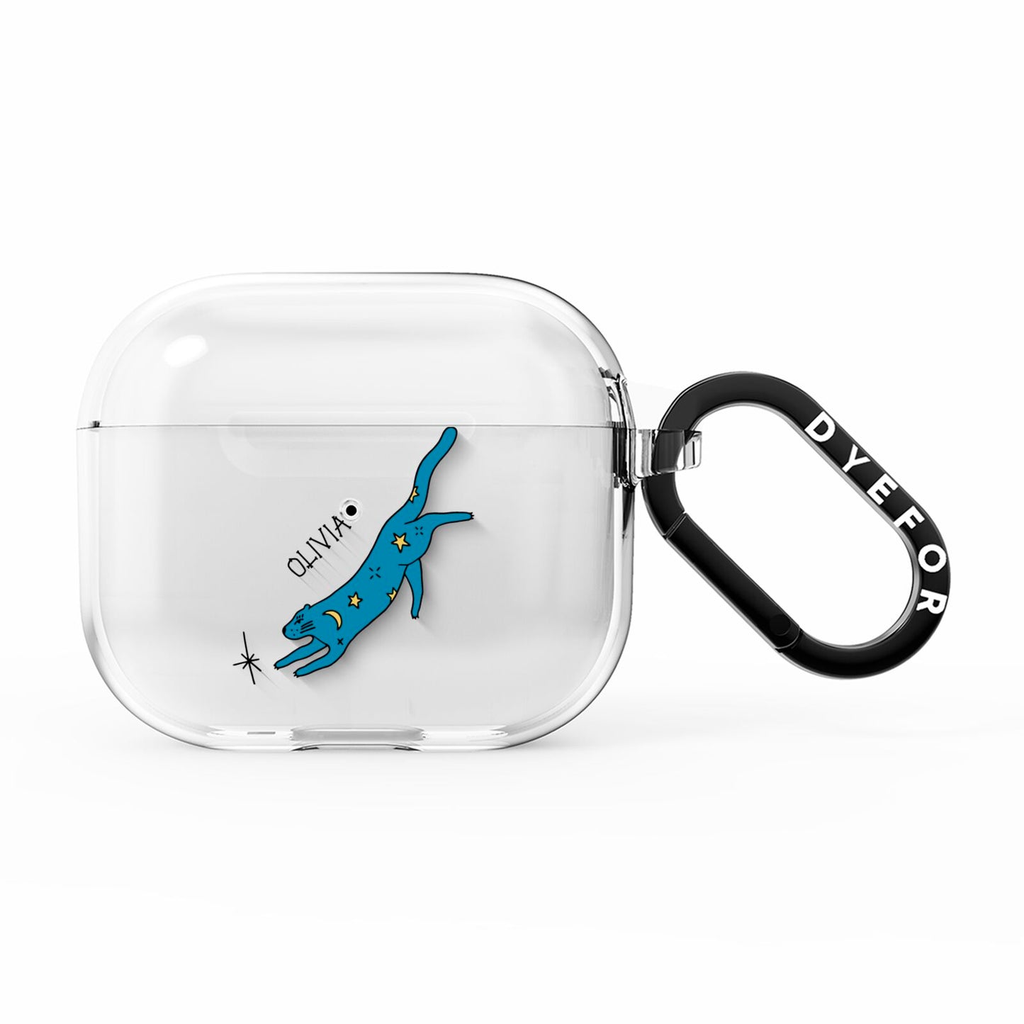Moon Star Blue Cat Personalised AirPods Clear Case 3rd Gen