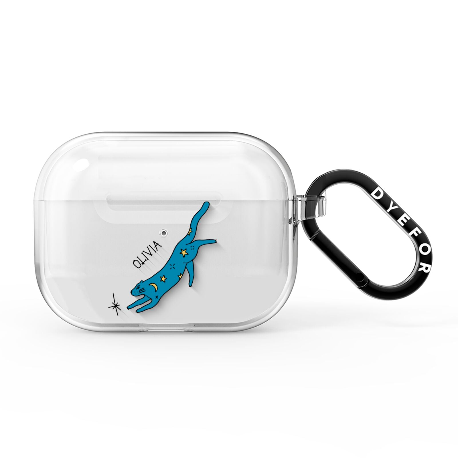 Moon Star Blue Cat Personalised AirPods Pro Clear Case