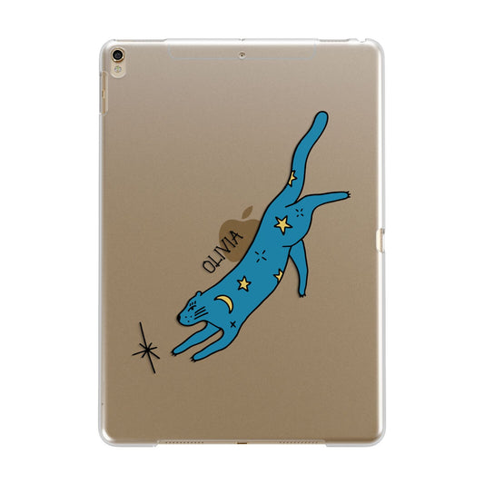 Moon Star Blue Cat Personalised Apple iPad Gold Case