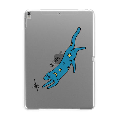 Moon Star Blue Cat Personalised Apple iPad Silver Case
