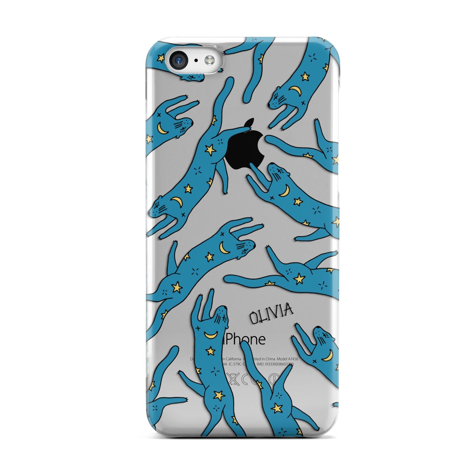Moon Star Blue Cat Personalised Apple iPhone 5c Case