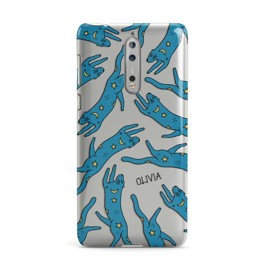 Moon Star Blue Cat Personalised Nokia Case