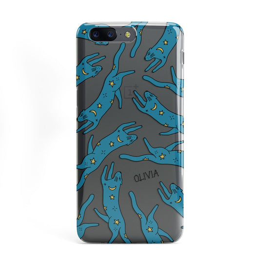 Moon Star Blue Cat Personalised OnePlus Case