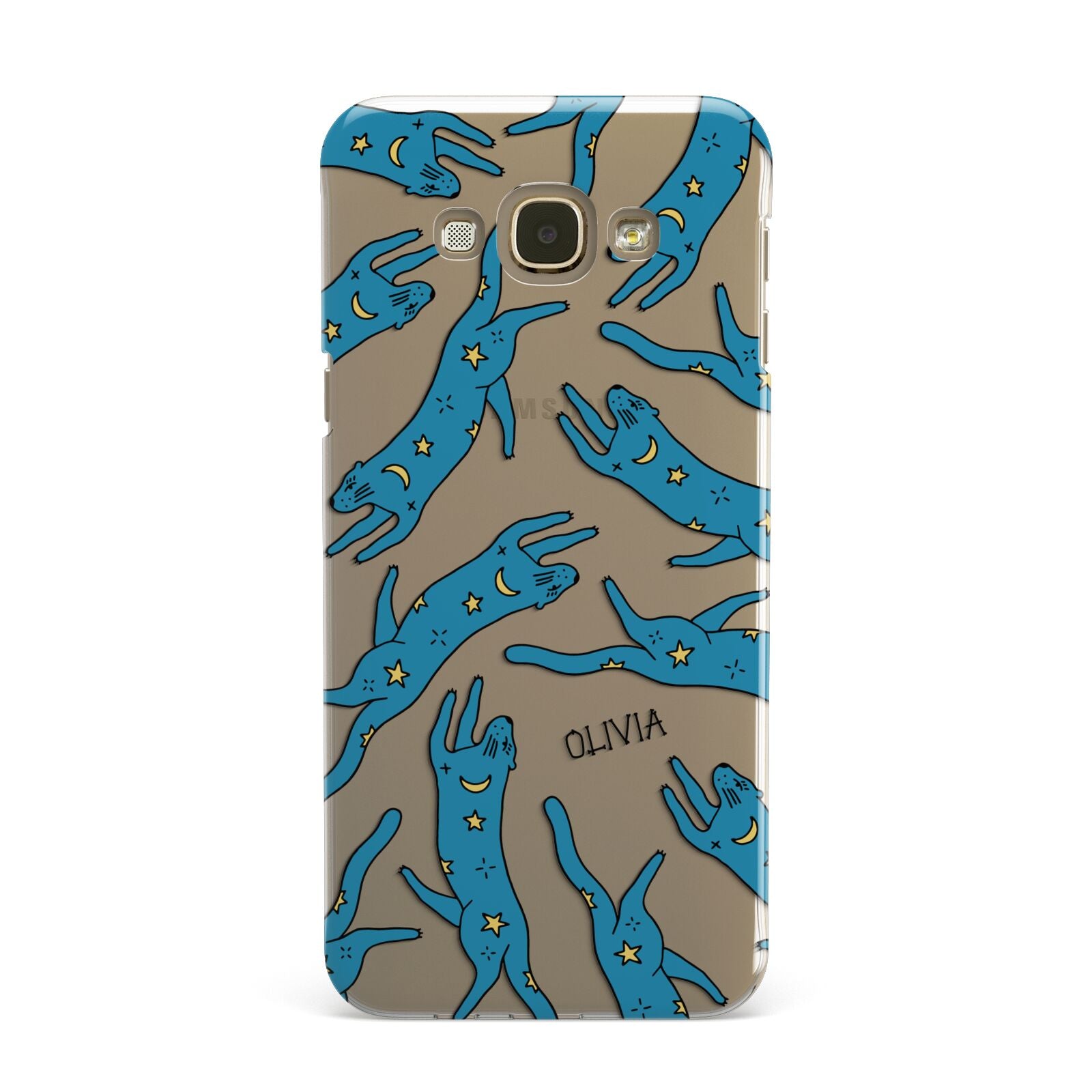 Moon Star Blue Cat Personalised Samsung Galaxy A8 Case