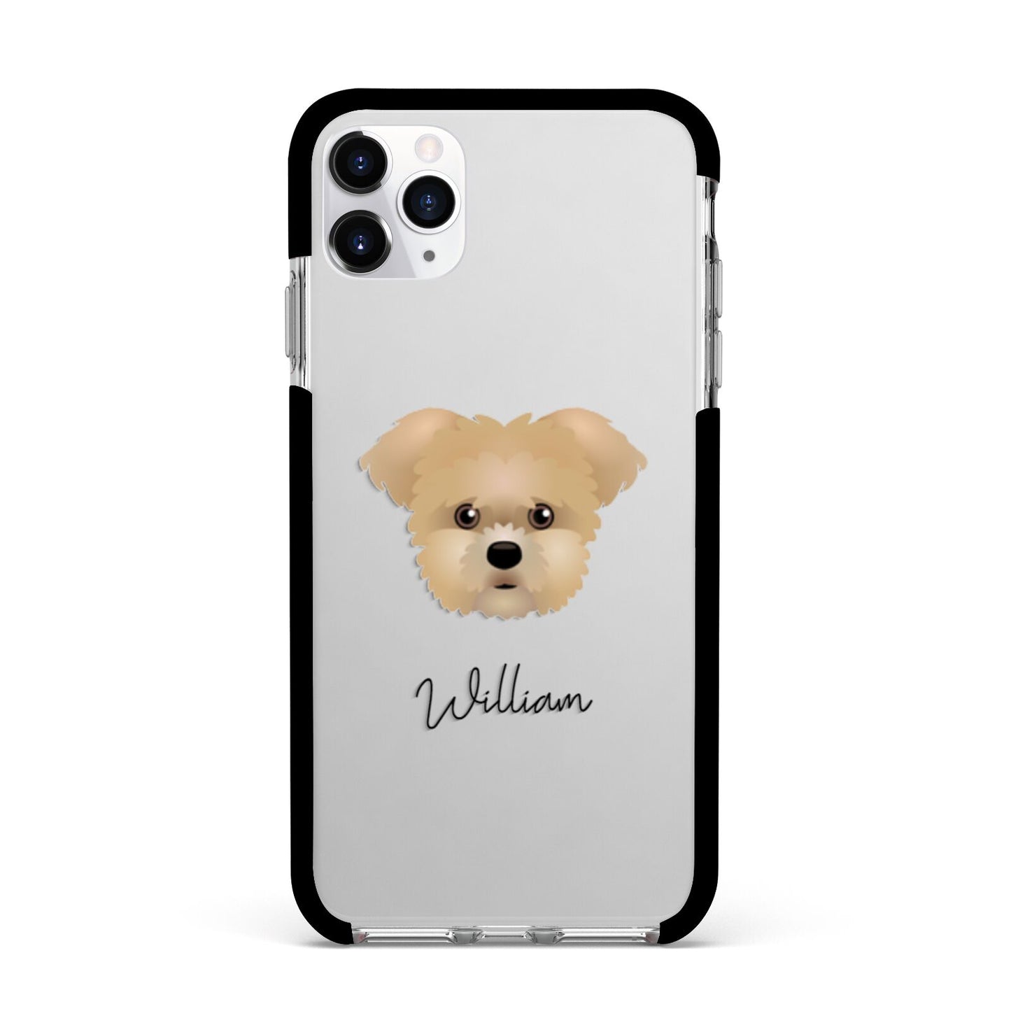 Morkie Personalised Apple iPhone 11 Pro Max in Silver with Black Impact Case