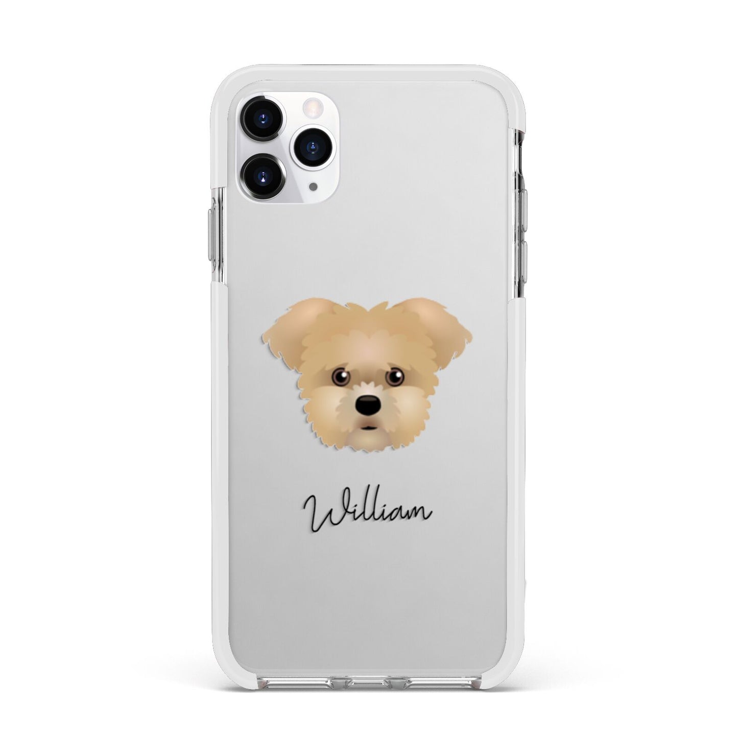 Morkie Personalised Apple iPhone 11 Pro Max in Silver with White Impact Case
