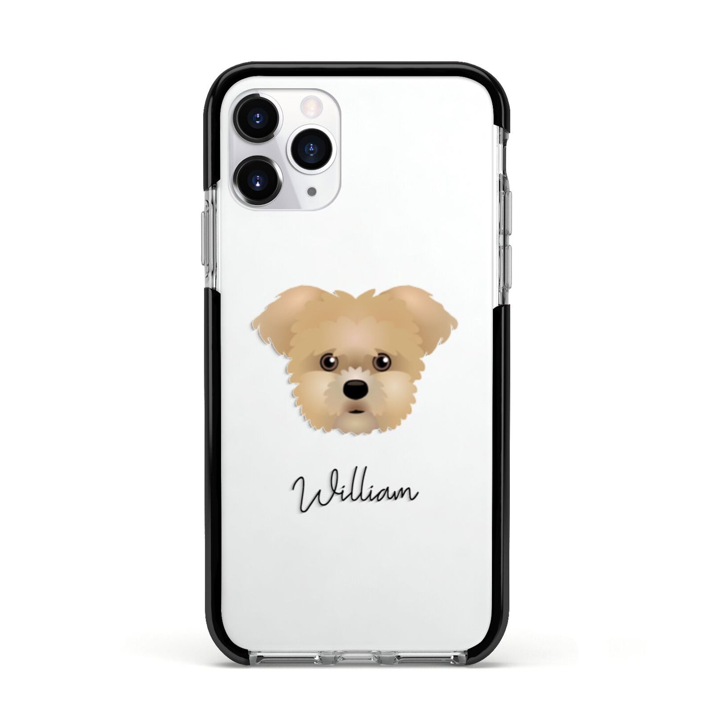 Morkie Personalised Apple iPhone 11 Pro in Silver with Black Impact Case