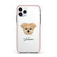 Morkie Personalised Apple iPhone 11 Pro in Silver with Pink Impact Case